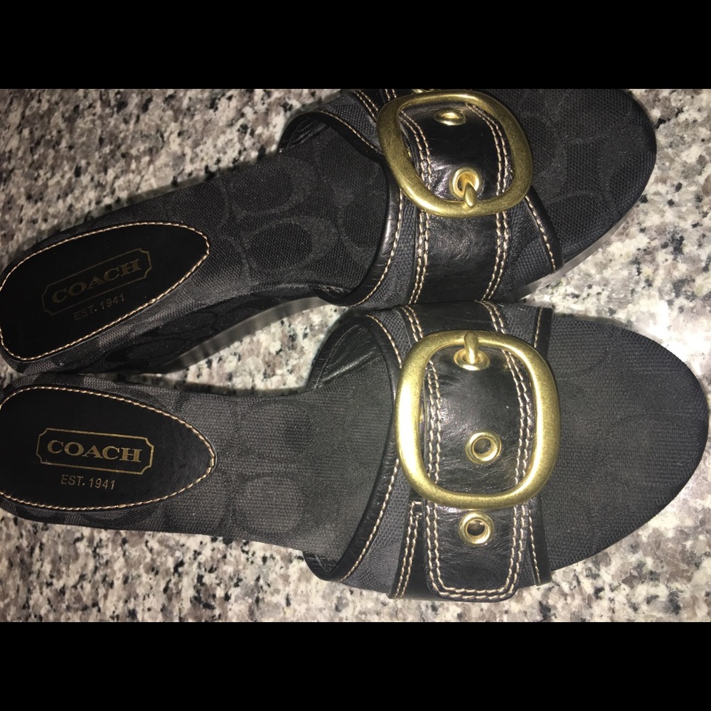 Coach signature canvas  Gretta Wedge Heel w/Buckle